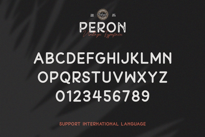 Przykład czcionki Peron Stamp Regular